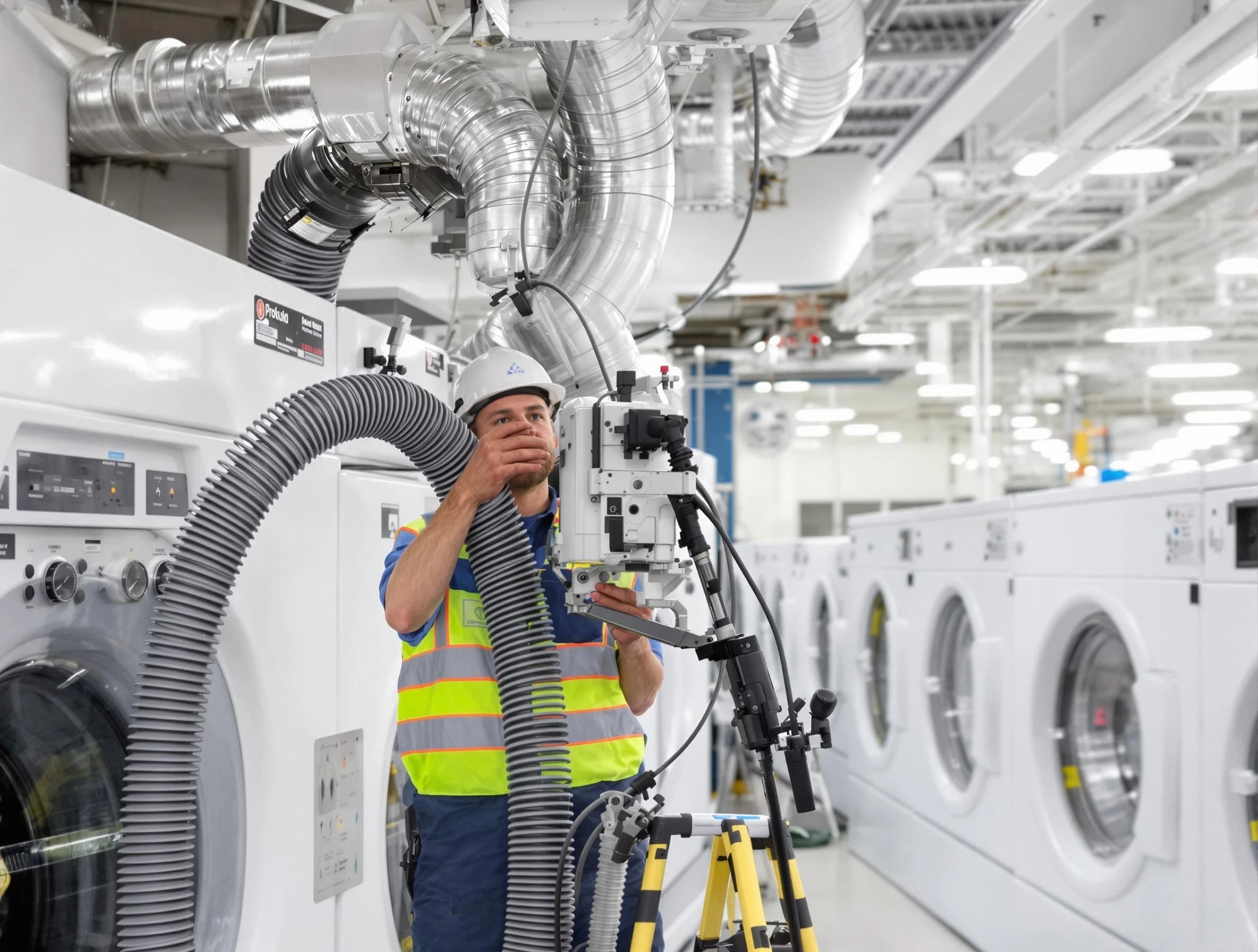 Vineyard Dryer Vent Cleaning team performing commercial-grade dryer vent cleaning at a business facility in Vineyard