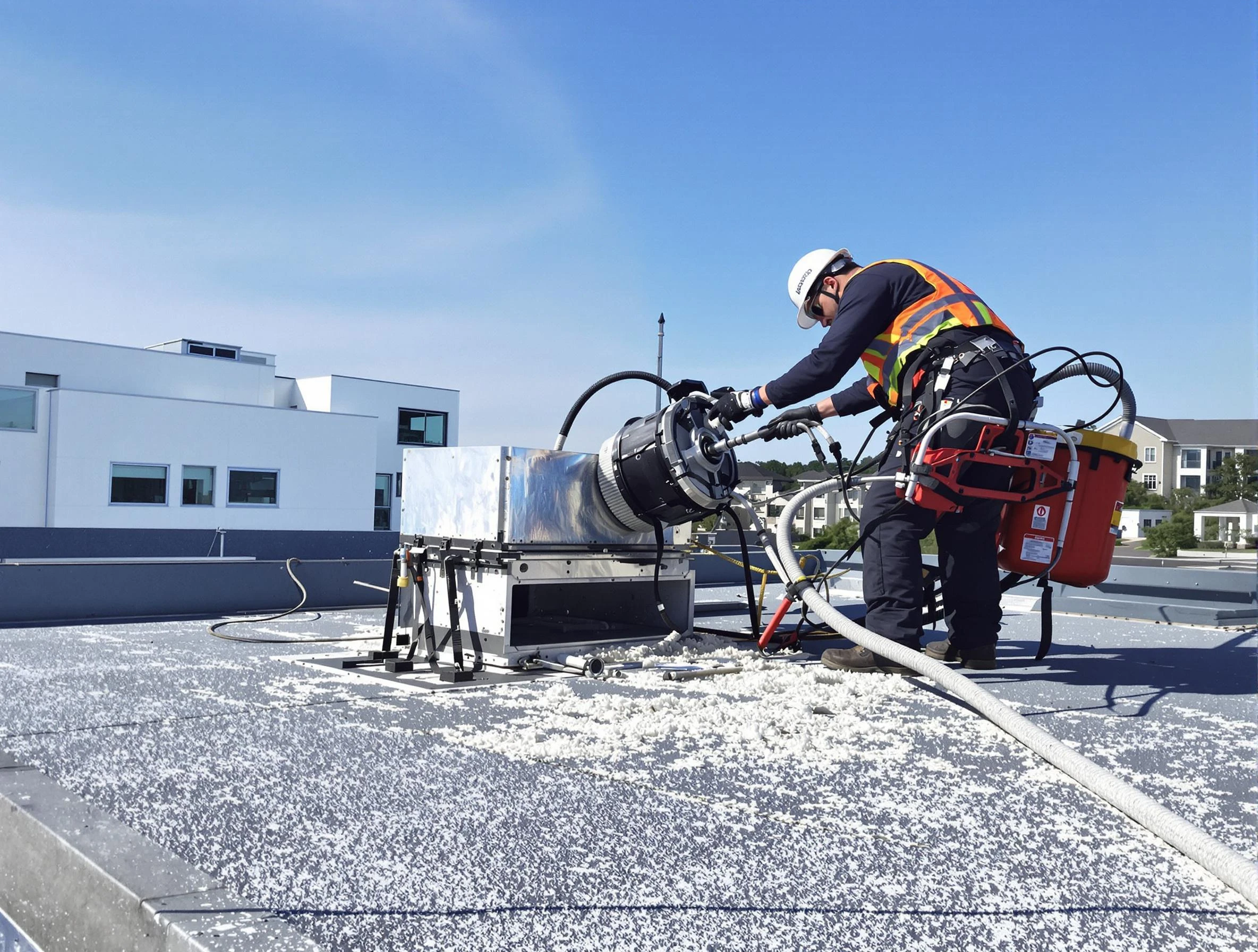 Cleaning Dryer Vent On Roof in Vineyard